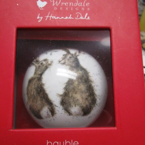 Royal Worcester Wrendale Designs " All I Want" Hare Christmas Bauble Ornament - Picture 2 of 5